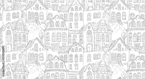 Vintage european cityscape illustration