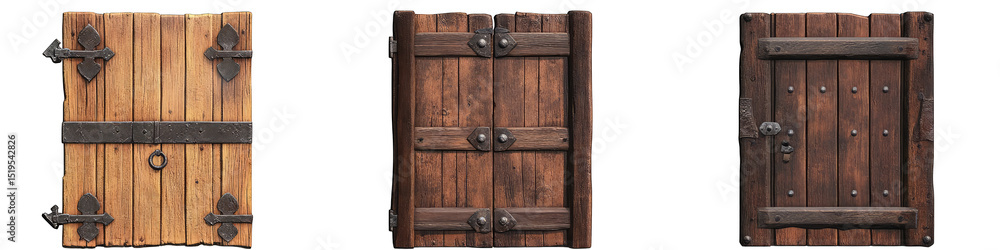 Fototapeta premium Aged wooden doors with iron hardware