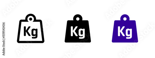 Weight icon. Classic kilogram measurement block with "kg" label vector illustration. Common unit symbol for mass and load in science, gym, and logistics. Equipment indicator in physical training.
