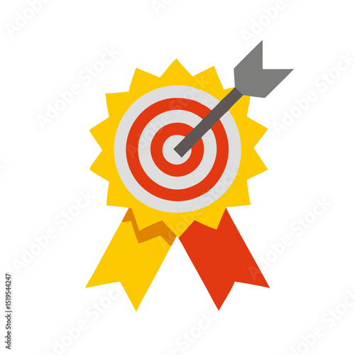 Award badge with target and arrow design representing achievement and success in competition or assessment