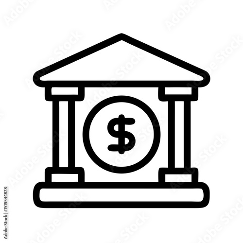 Building symbolizing banking and finance in a modern design featuring a dollar sign at its center