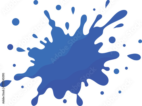 Blue Paint Splashes Minimalist Vector Artwork.