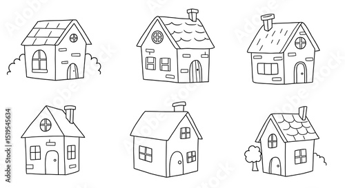 Cute outline houses collection