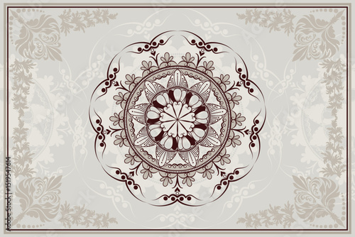 Mandala rug, Persian Carpet or Iranian Carpet Traditional Design Oriental Damask Floral Embroidery Design for rug, Throws, Wallpaper, Wrapping, Fabric, Clothing and Tribal Vector Textures.