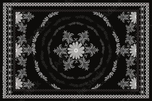 Persian Carpet or Iranian Carpet Traditional Design Oriental Damask Floral Embroidery Design for rug, Throws, Wallpaper, Wrapping, Fabric, Clothing and Tribal Vector Textures.