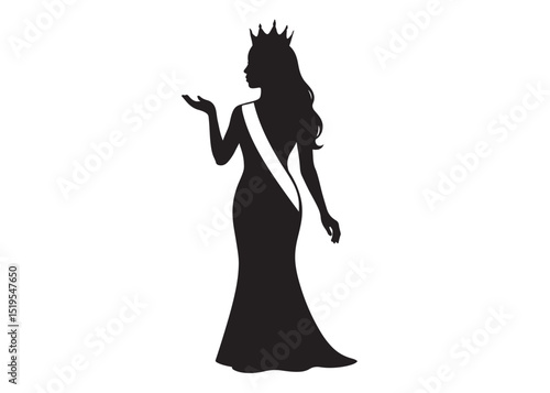 beauty queen head logo silhouette vector, beauty queen logo icon silhouette, queen logo with a crown on her head, beauty queen luxury queen vector logo silhouette design on white background