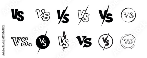 Versus Logo. VS Letters for Sports, Fights, Competitions, Battles, Matches, and Games VS or "Versus" letter logo symbol design template. Headlines, battle intros, team duels, and competitive matchups