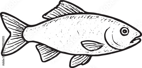 A hand-drawn sketch of a fish with detailed scales, perfect for a fishing theme, capturing the essence of a fresh catch
