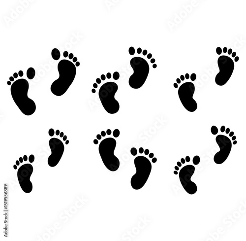 Baby Footprint Silhouettes Vector