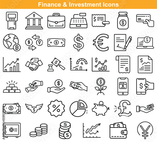 Finance Investment Elements Bank, Money, Growth Chart, Piggy Bank, Currency, Handshake, Wallet and more