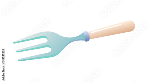 Garden tool displayed with a pastel design showcasing a fork-like structure suitable for cultivating soil