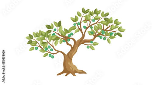 Beautiful olive tree showcasing lush green leaves and ripe olives in a serene environment during sunny weather