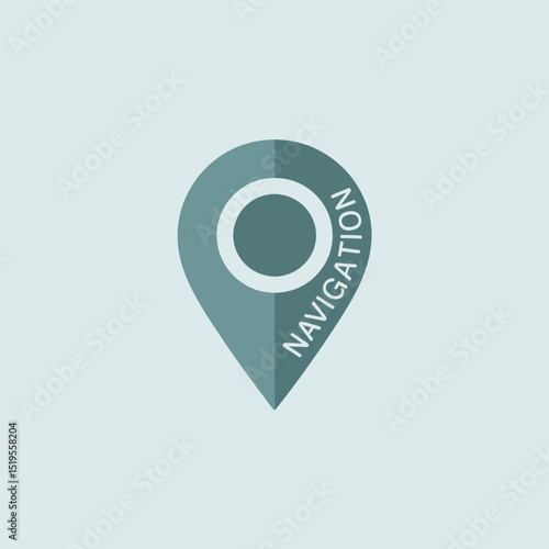 Free Download Elegant teal navigation pin graphic for location and directional awareness concept with white circle and text - GFXLoad