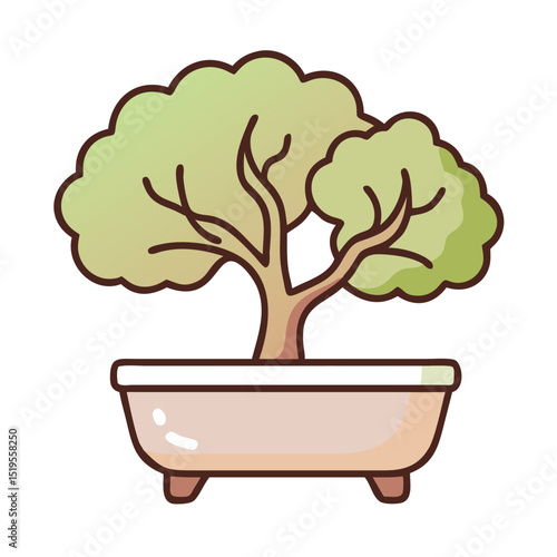 Bonsai tree in decorative pot with lush green leaves showcasing craftsmanship and nature's beauty in a serene environment