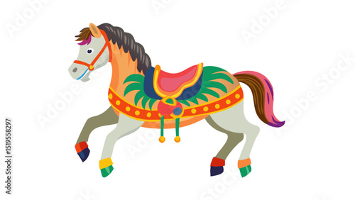 Colorful carousel horse design for children’s party decorations or themed events