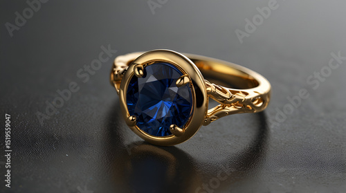 Sapphire Gold Ring. Generative AI,generative
