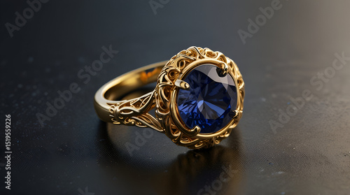 Sapphire Gold Ring. Generative AI,generative
