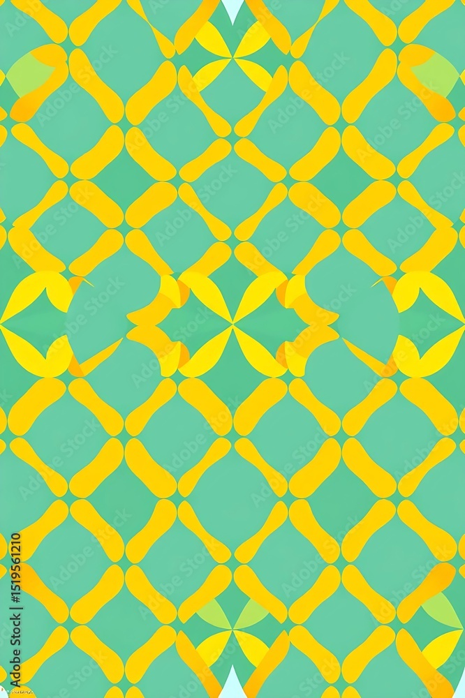 Naklejka premium tropical geometric summer pattern with yellow birds and blue diamonds