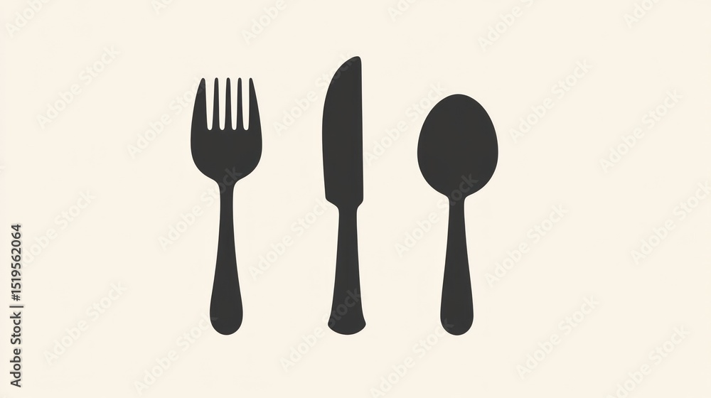 Simple cutlery set fork, knife, spoon. Simple cutlery set fork, knife, spoon.