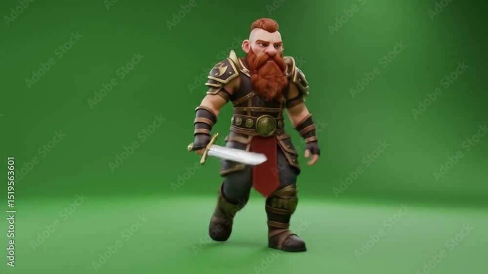 Fantasy Dwarf Warrior Walking Green Screen Animation Loop Fantasy Dwarf Warrior Walking Green Screen Animation Loop
