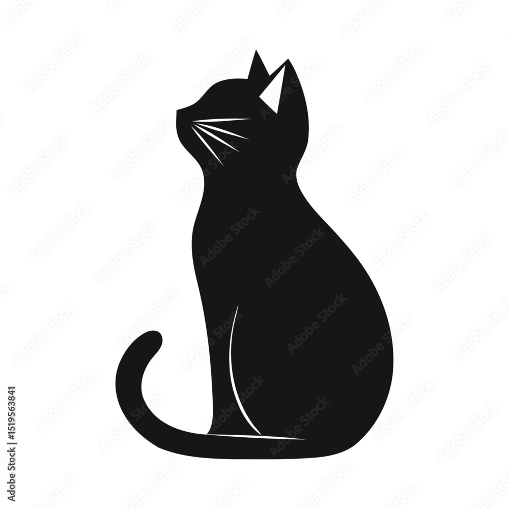 Black Cat Looking Up Silhouette Vector Black Cat Looking Up Silhouette Vector