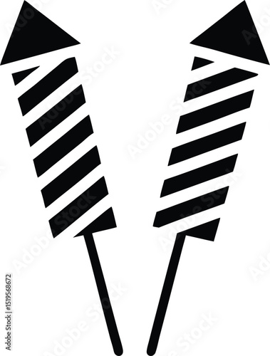 firecracker silhouette on white background. american freedom day