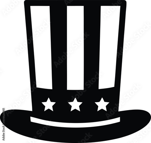 4th of july independence day uncle sam hat silhouette vector illustration