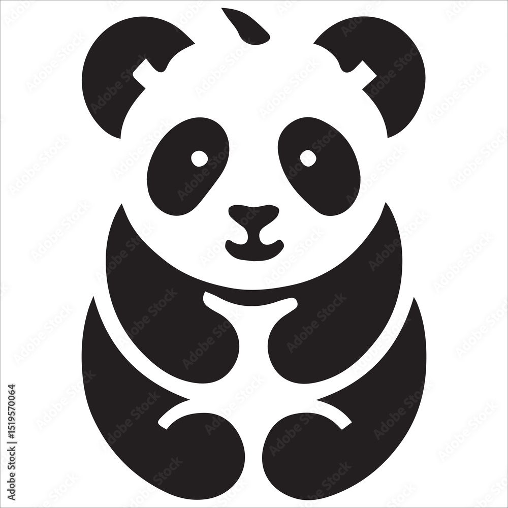 Panda Sitting Silhouette Vector,panda bear cartoon silhouette vector illustration. Panda Sitting Silhouette Vector,panda bear cartoon silhouette vector illustration.
