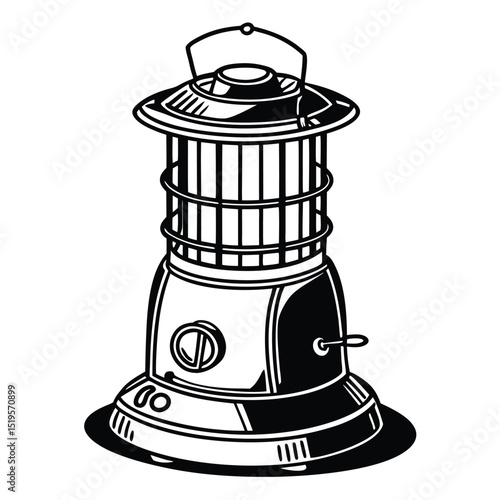 Vintage Style Space Heater Radiating Warmth with a Rustic Charm Illustration