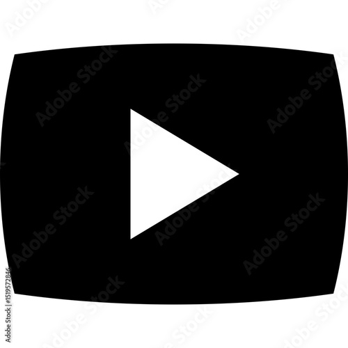 Video Play Button Icon Vector Black White Simple Media Player Interface