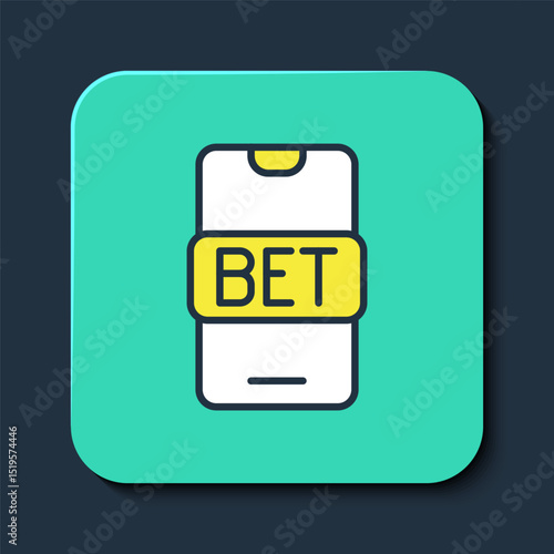 Filled outline Online sports betting icon isolated on blue background. Sport bet bookmaker. Betting online make money. Turquoise square button. Vector