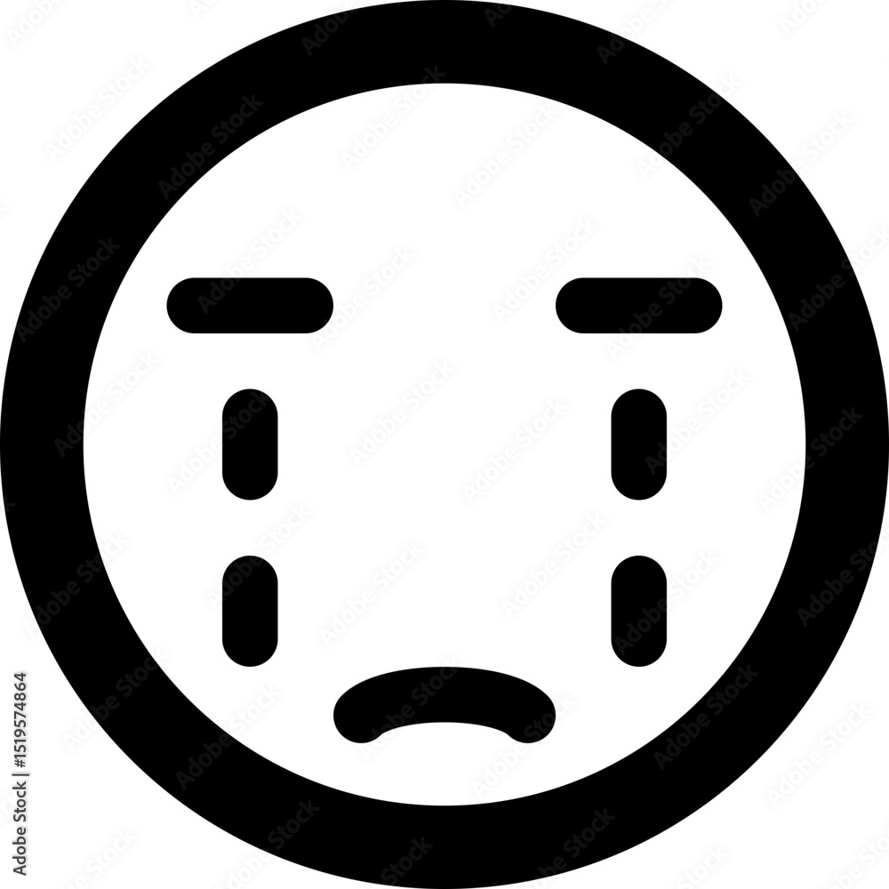 Black Disappointed Sad Face Crying Emoji Expression Vector Icon Black Disappointed Sad Face Crying Emoji Expression Vector Icon