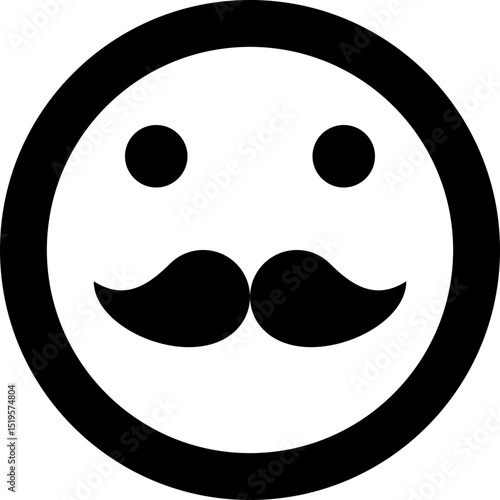 Happy Mustache Gentleman Face Emoji Vector Icon
