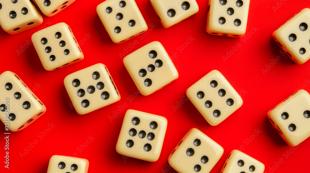 Scattered Dominoes on Red - Flat Lay Game Mockup Scattered Dominoes on Red - Flat Lay Game Mockup