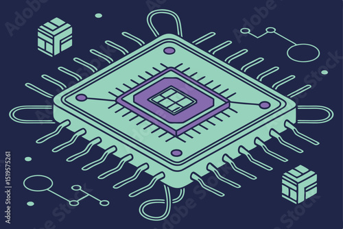 Quantum Computing Chip Illustration