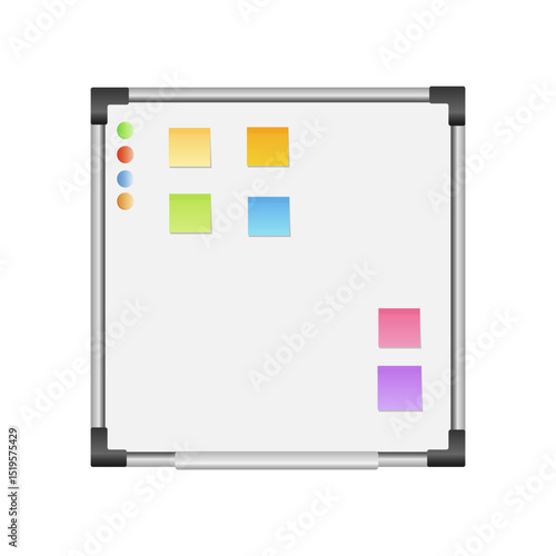 magnetic board clean white.for pinning notes.Scrum methodology for business planning. Vector illustration
