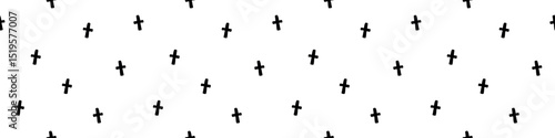 Crosses pattern. Seamless abstract pattern. Black and white template. Religion or death theme.
