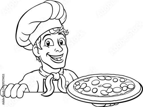 Chef Pizza Cook Cartoon Man...