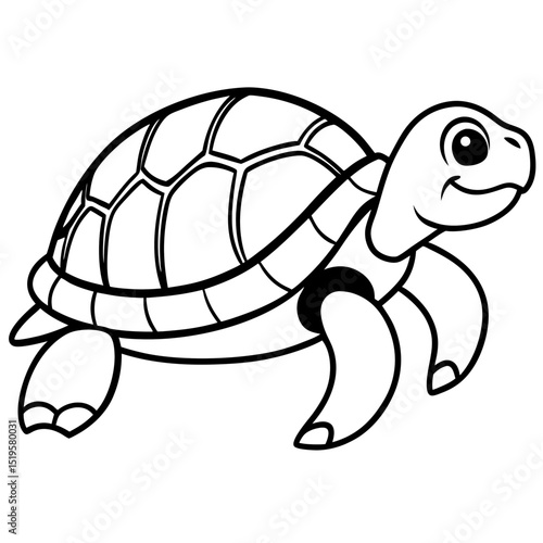 Simple Turtle Vector Illustration on White Background