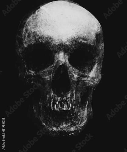 Slika na platnu Scary grunge wallpaper. Halloween background with spooky skull.