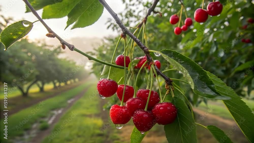 Ripe red berries burst from branches, vibrant in nature's garden animation video Ripe red berries burst from branches, vibrant in nature's garden animation video