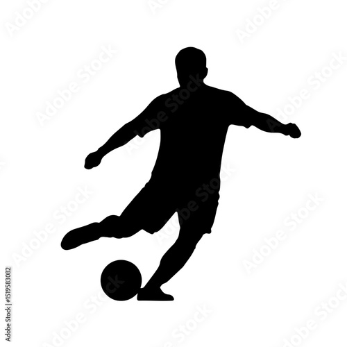 Soccer player silhouette kicking ball