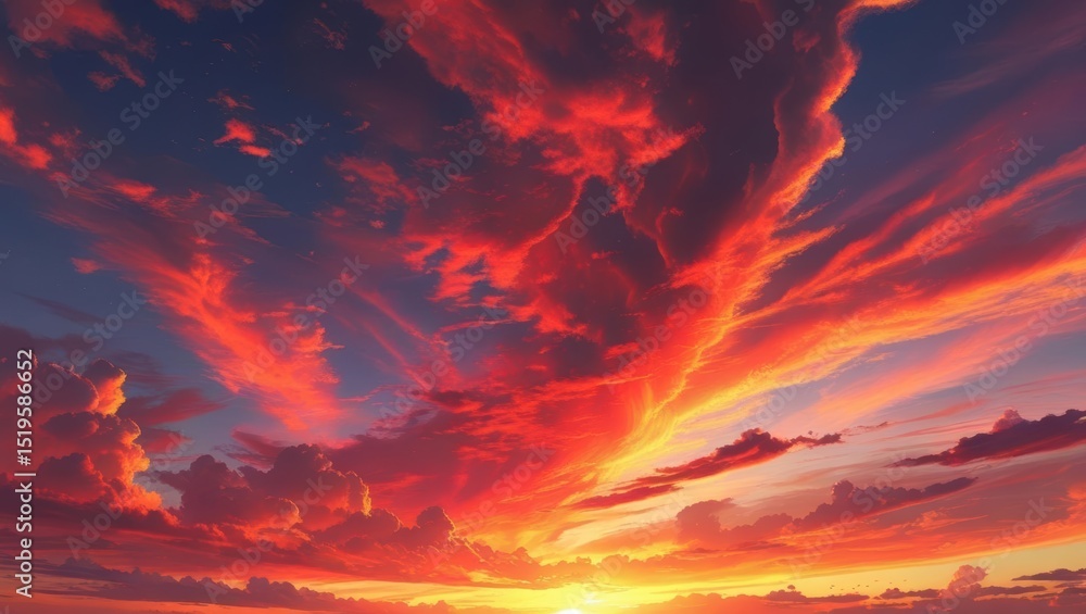 Fototapeta premium Celestial Symphony: A Radiant Sunset Above the Clouds