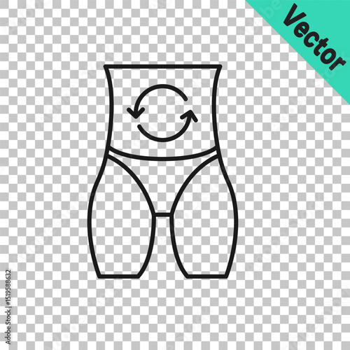 Black line Metabolism of human organism icon isolated on isolated on transparent background. Digestion, metabolic system and hormones concept. Vector