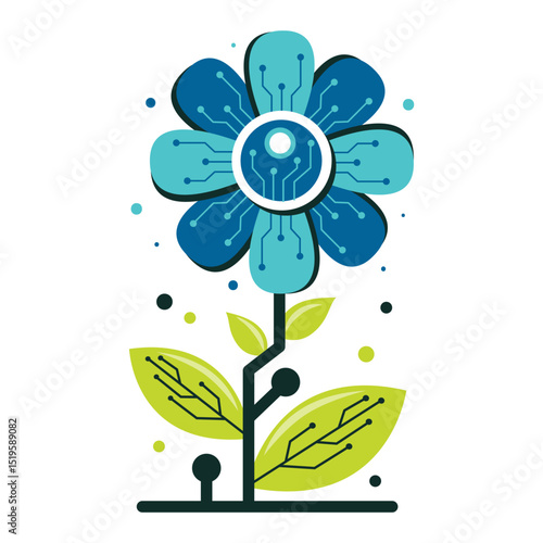 Digital Technology Flower With Circuit Board Design