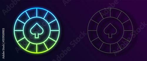 Glowing neon line Casino chips icon isolated on black background. Casino gambling. Vector