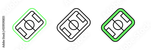 Set line Football or soccer field icon isolated on white background. Vector