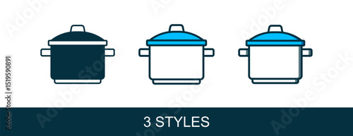 Filled outline Cooking pot icon isolated on white background. Boil or stew food symbol. Vector
