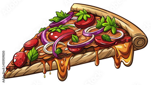 Barbecue sauce base with grilled chicken, red onions, and cilantro on a cheese-covered crust, shown in a close-up against white background, blending smoky sweetness with savory flavor.
