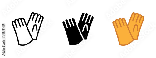 Gloves icon. Protective rubber gloves for cleaning or household tasks vector illustration. Safety gear for hand hygiene and chemical handling symbol. Waterproof handwear sign. Latex barrier pictogram.